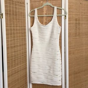Aqua White Eyelet Detail Bodycon Dress Size Medium